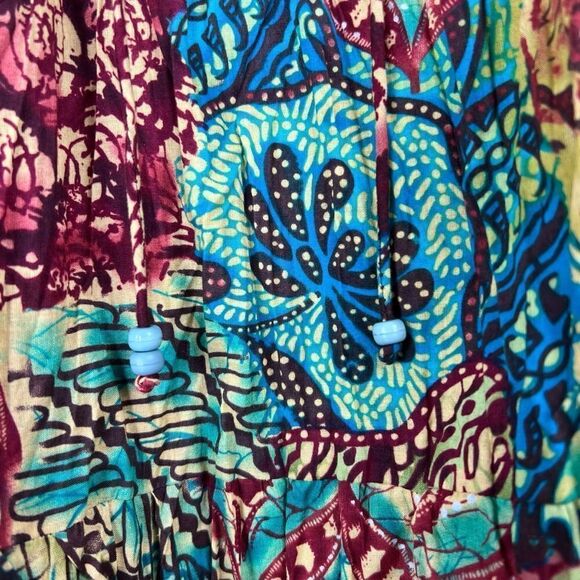 Koret Tiered Festival Maxi Skirt Medium Women’s Tie Waist Beaded Colorful Floral - Picture 5 of 12